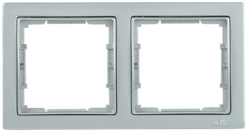 Рамка 2-местная квадратная РУ-2-БС BOLERO Q1 серебряный | код EMB22-K23-Q1 | IEK